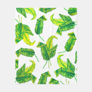 Manta Polar Elegante Ilustracion Tropicana Gold Leaves