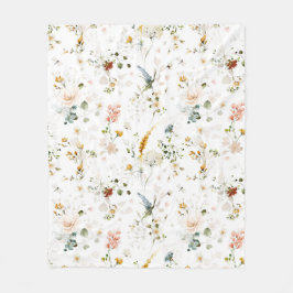 Manta Polar Elegante jardín de flores silvestres en acuarela