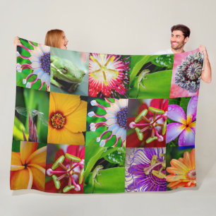 Manta Polar Elegante Jardín Flores Florales y Criaturas Colla