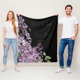Manta Polar Elegante Lila Botánico Floral Suave Felpa