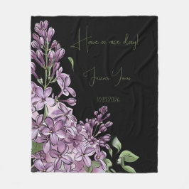 Manta Polar Elegante Lila Botánico Floral Suave Felpa 