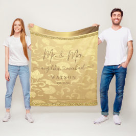 Manta Polar Elegante Lujo Golden Damask Sr. y Sra. Trendy