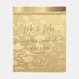 Manta Polar Elegante Lujo Golden Damask Sr. y Sra. Trendy