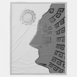 Manta Polar Elegante Machu Picchu dibujando una flor gris plat