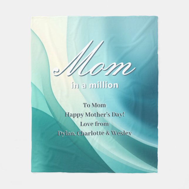 Manta Polar Elegante madre en turquesa del día de la madre (Anverso)