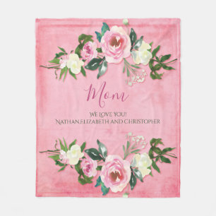 Manta Polar Elegante Madre Floral Rosa