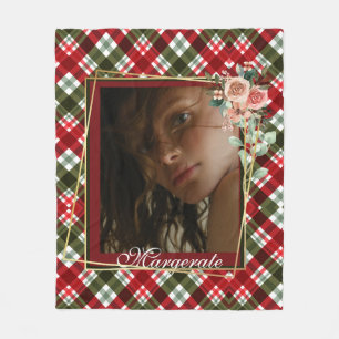 Manta Polar Elegante marco floral dorado elegante foto moderna