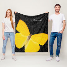 Elegante Mariposa Amarilla Negro Damask Añadir nom