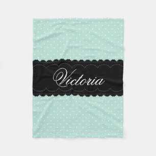 Manta Polar Elegante Mint Blue Black Design Nombre personaliza