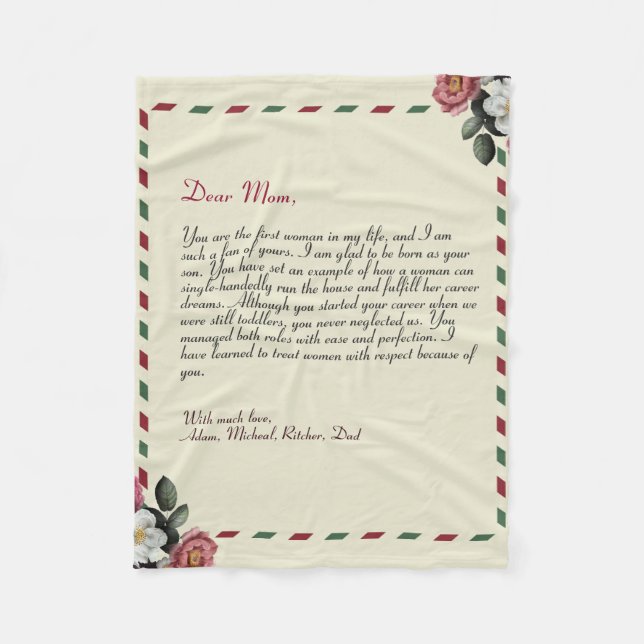 Manta Polar Elegante Moda Carta de amor personalizada manuscri (Anverso)