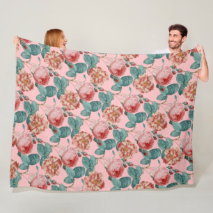 Manta Polar Elegante Moda Romántica Vintage Rosa Floral