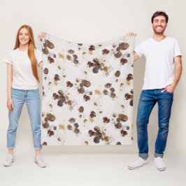 Manta Polar Elegante Moda Rosas beiges marrones  Floral Toile