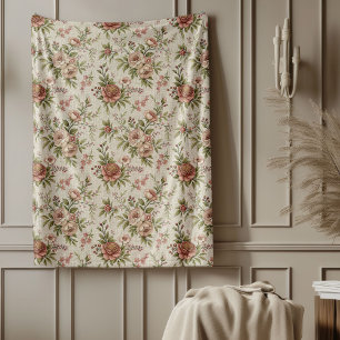 Manta Polar Elegante Moda rústica de granja diseño floral suav