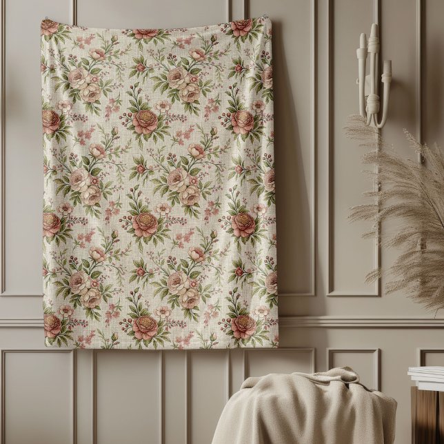 Manta Polar Elegante Moda rústica de granja diseño floral suav (Elegant Rustic Farmhouse Chic Soft Floral Designs Fleece Blanket)
