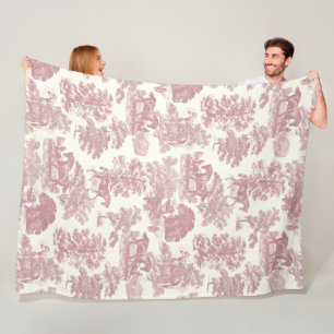 Manta Polar Elegante Moda Rústica Rosa Horario Toile