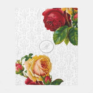 Manta Polar Elegante Monograma Damasco Floral