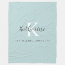 Elegante Monograma Nombre Blue Fleece Blanket