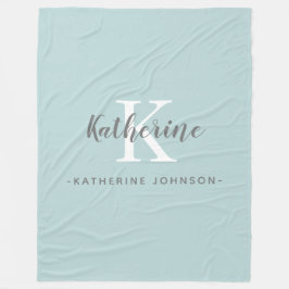 Manta Polar Elegante Monograma Nombre Blue Fleece Blanket