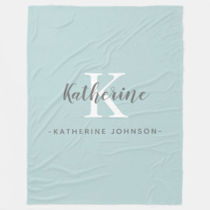 Manta Polar Elegante Monograma Nombre Blue Fleece Blanket