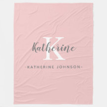 Elegante Monograma Rubor Pink Fleece Blanket