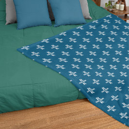 Manta Polar Elegante Monogramas de 2 letras estampados en azul