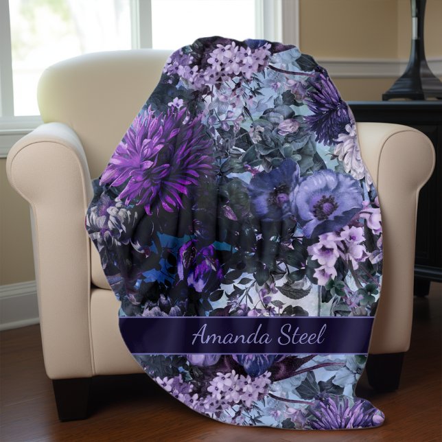 Manta Polar Elegante morado azul monogramado (Subido por el creador)
