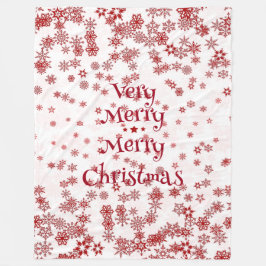 Manta Polar Elegante Muy Feliz Navidad Copos de Nieve Rojos