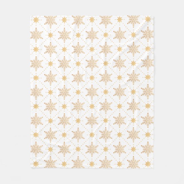 Manta Polar Elegante Navidades Faux Gold Snowflakes Patttern (Anverso)