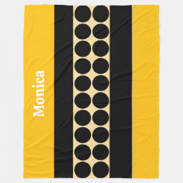 Manta Polar Elegante negro   &  lunares amarillos monograma no