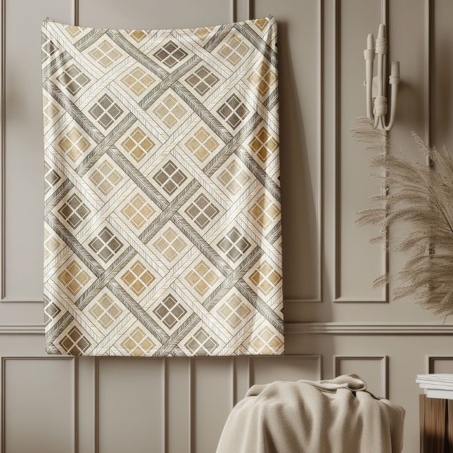 Manta Polar Elegante Neutral Geométrico Marrón Marfil Tones (Elegant Neutral Geometric Ivory Brown Tones Fleece Blanket)