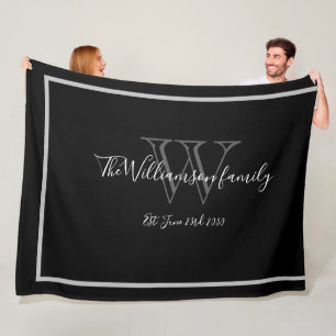 Manta Polar Elegante Nombre de Monograma Guión Moda Boda Keeps