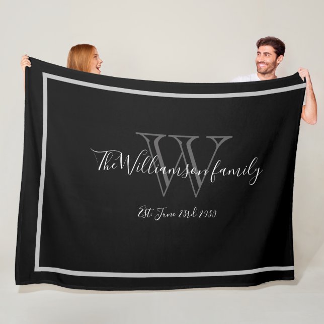 Manta Polar Elegante Nombre de Monograma Guión Moda Boda Keeps (In situ)