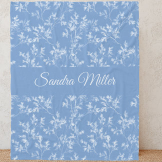Manta Polar Elegante nombre personalizado Botánico Dusty Blue