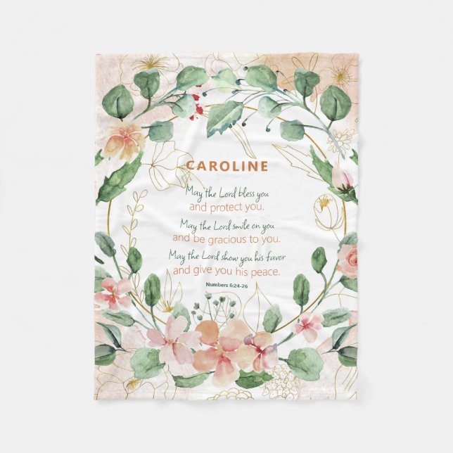 Manta Polar Elegante Números 4:24-26 Personalizado de acuarela (Anverso)