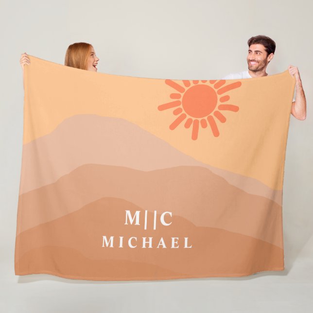 Manta Polar elegante onda de montaña retro abstracta moderna (In situ)