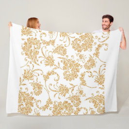 Manta Polar Elegante oro blanco floral