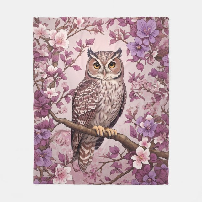 Manta Polar Elegante Oveja Floral Púrpura (Anverso)