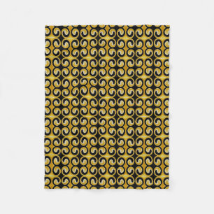 Manta Polar Elegante Patrón Amarillo Real Negro