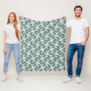 Manta Polar Elegante patrón Art Déco con follaje verde