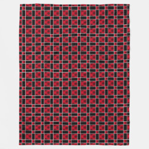 Manta Polar Elegante patrón de cuadros negro y rojo