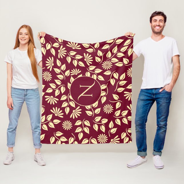 Manta Polar Elegante patrón de dádiva de hoja de monograma Bañ (In situ)