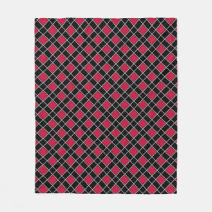 Manta Polar Elegante patrón de diamante negro rojo