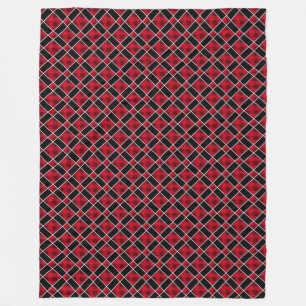 Manta Polar Elegante patrón de diamante negro y rojo