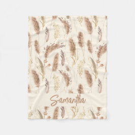 Manta Polar Elegante Patrón de Grass Boho Moda Pampas Beige Cr