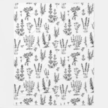 Elegante patrón de jardín de hierbas blancas negra