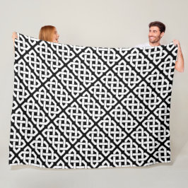 Manta Polar Elegante patrón de nudo celta en negro y blanco