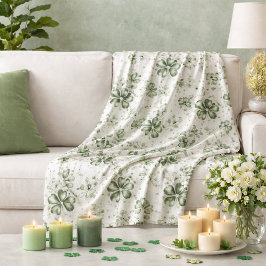 Manta Polar Elegante patrón de trébol verde