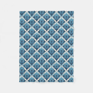 Manta Polar Elegante patrón floral boho en azul