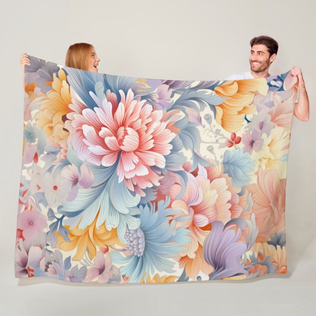 Manta Polar Elegante patrón floral colorido Arte japonés (In situ)