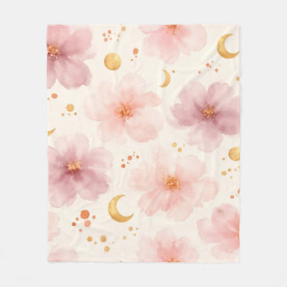 Manta Polar Elegante patrón floral de acuarela rosa